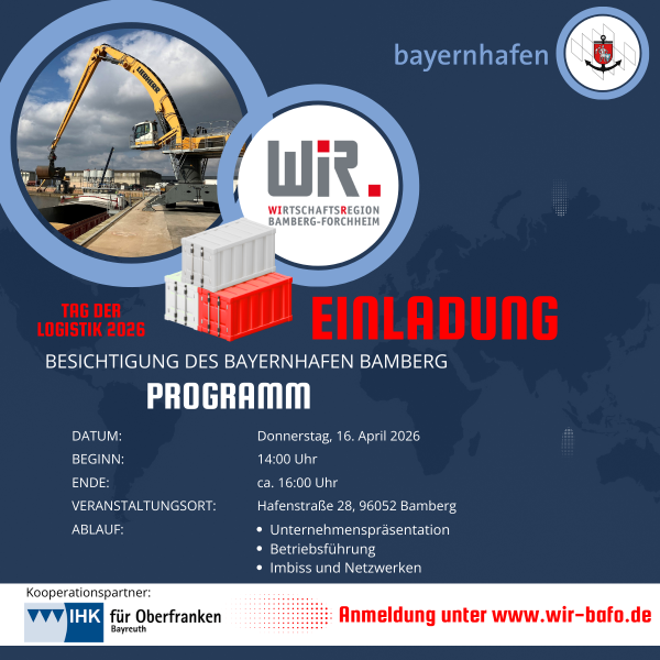 Tag der Logistik 2026: Besichtigung des bayernhafen Bamberg